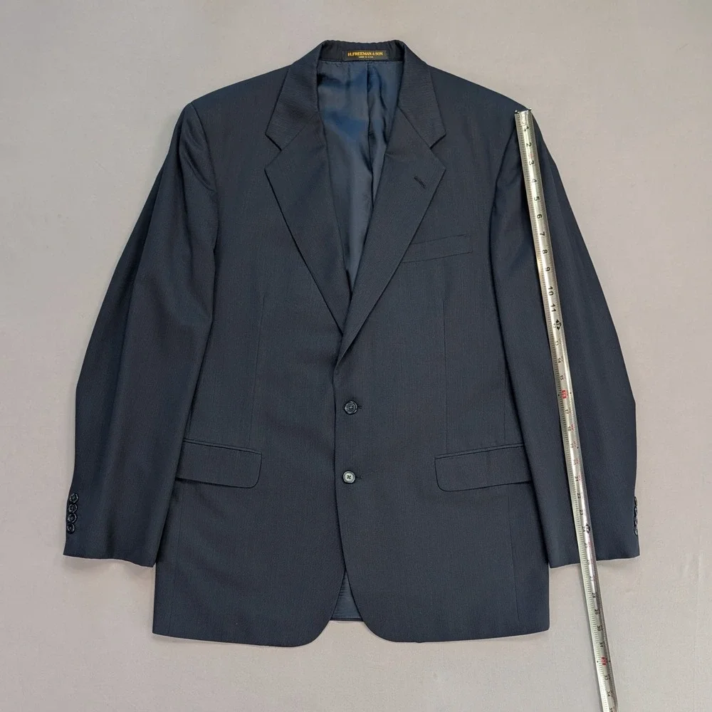 Hickey Freeman Navy Blazer USA Made Wool Sport Coat 42L Classic
